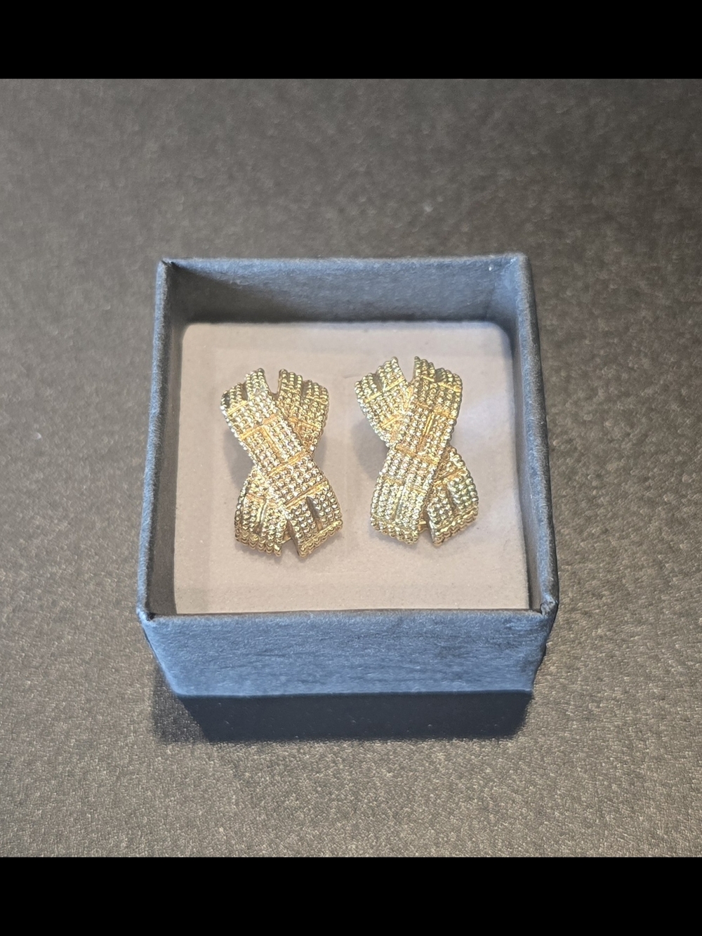 Vintage Christian Dior Ribbon Knot Stud Earrings Clip Ons